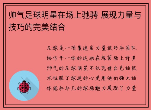 帅气足球明星在场上驰骋 展现力量与技巧的完美结合